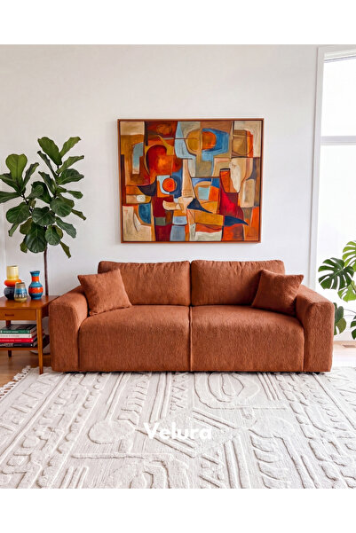 Velura Home & Living Sora 3'lü Kanepe & Üçlü Koltuk - Kiremit
