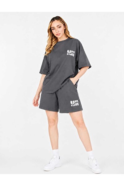 ZAVIXO Women's Kaira Studio Printed 100% Cotton Oversize Shorts 2-Piece Set C...