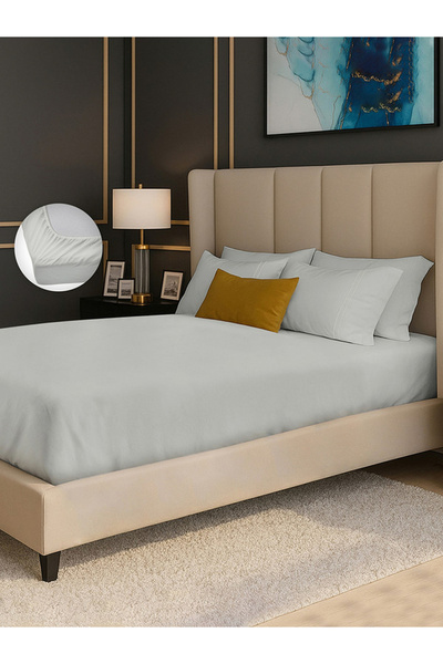 Mulberry Living By Styli طقم ملاءة سرير كوين من القطن 100%، 250 خيط - رمادي فضي