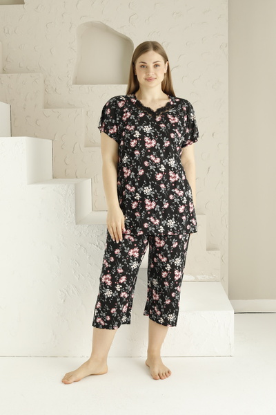ALİMER Plus Size Bermuda Pajama Set 2735Bb
