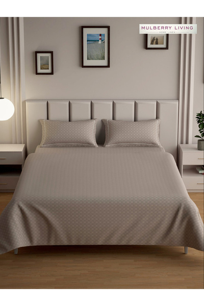 Mulberry Living By Styli ملاءة سرير مسطحة من القطن 100% مقاس كوين مع غطاءين ل...