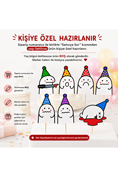 Cutelier Kişiye Özel Komik Doğum Günü Pasta Süsü | Ghost Pasta Topper | Yaş D...