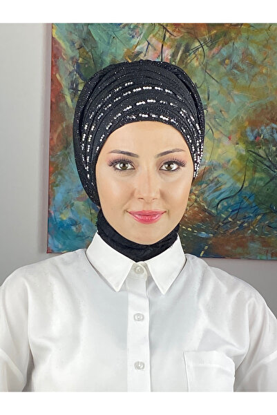 MY UKİYO STORE Simli El İşleme Taş Detaylı Tesettür Abiye Şal