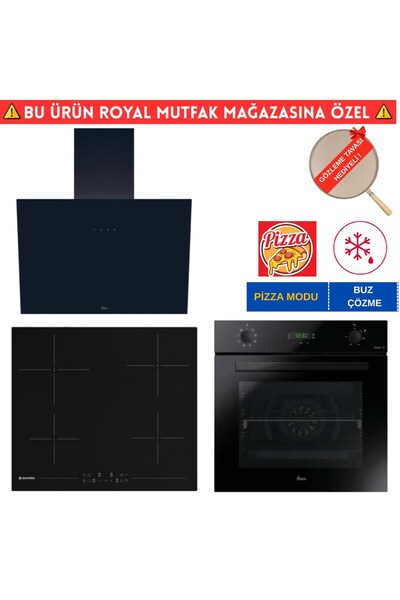 Hoover Ramela Elektrikli Vitroseramik Siyah Ankastre Set (HO3158B+ HH64CCB + ...