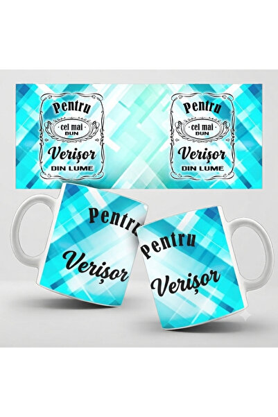 LimArt Cana Personalizata din Ceramica, 330 ml Model Vintage Turcoaz – „Pentr...