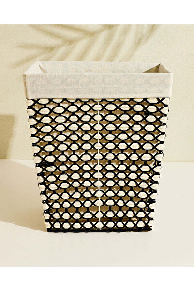 REDTAG سلة غسيل من الحبل باللونين الأسود والأبيض مقاس L 50×33×43 سم