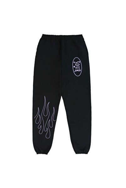 classy moda Unisex Lettering Front Printed 2 Thread Combed Cotton Baggy Trousers