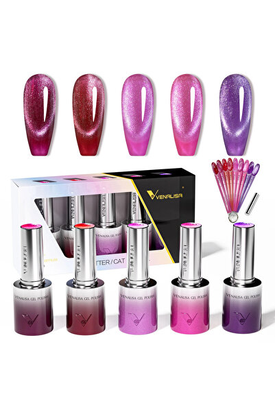 Venalisa 5 Adet Exclusive Cat Eye Kedi Gözü Uv Led Kalıcı Oje Seti + Kartela ...