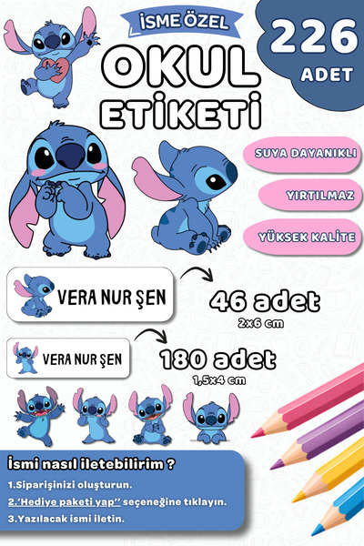 Hume Craft 226 Adet Kişiye Özel Okul Etiketi Kalem Defter Etiketi Özel Isim Y...