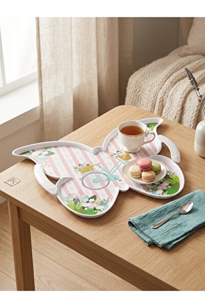 Beray Butterfly Patterned Decorative Presentation Tray |   Tea, Coffee and Br...