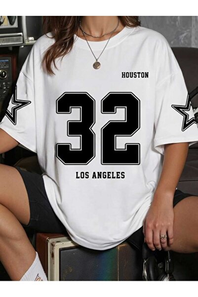 ZAVIXO 100% Βαμβάκι 32 Los Angeles Printed Oversize Γυναικείο T-Shirt – Άνετο...