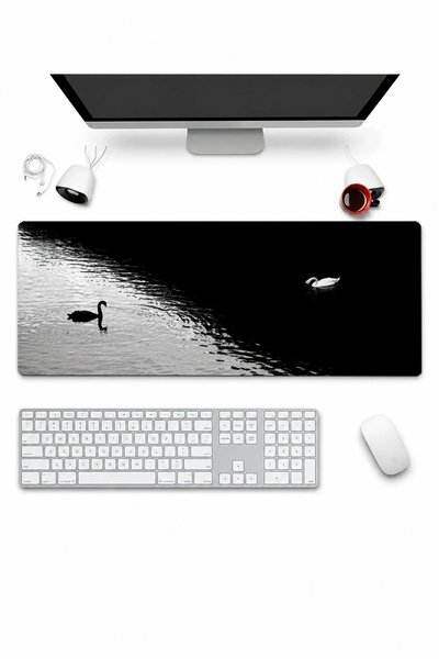 SonicTouch Keyboard Mousepad 32X70Cm Balance of Swans Seamless Smooth Liquid-...