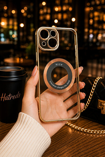 Hatreds iPhone 13 Uyumlu Şeffaf Metal Halkalı Standlı Korumalı Kılıf