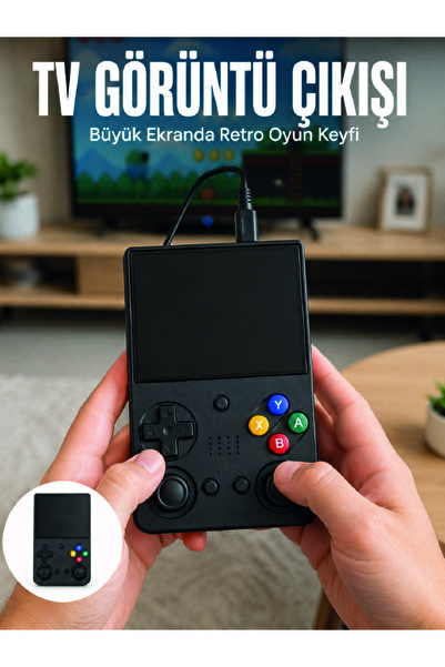 FTA TİCARET Retro Oyun Konsolu Çift Analog Joystick 64GB Hafızalı Taşınabilir El Konsolu