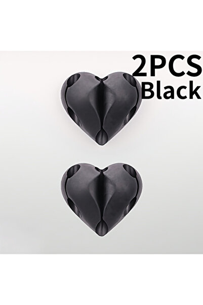 choice2 2PCS Black 2PCS Self-Adhesive Heart-Shaped Cable Organizer,Phone Char...
