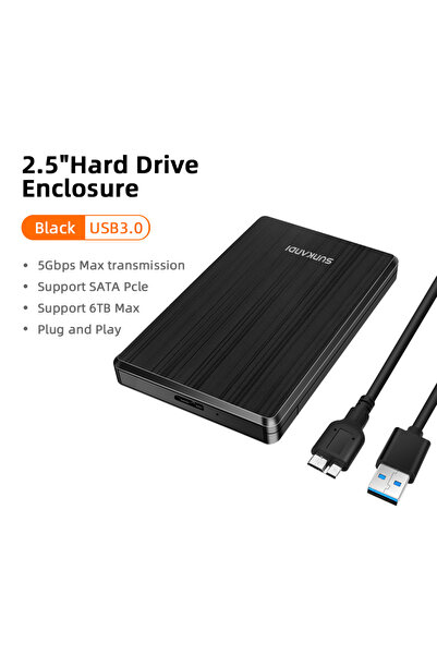 Choice علبة قرص صلب أسود من SUNKANDI مقاس 2.5 بوصة، USB 3.0 بسرعة 5 جيجابت في...