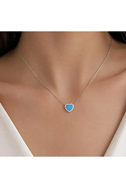 MONALITA Elegant Heart Chain Necklace Color / Silver. (N948) 925 Sterling Sil...