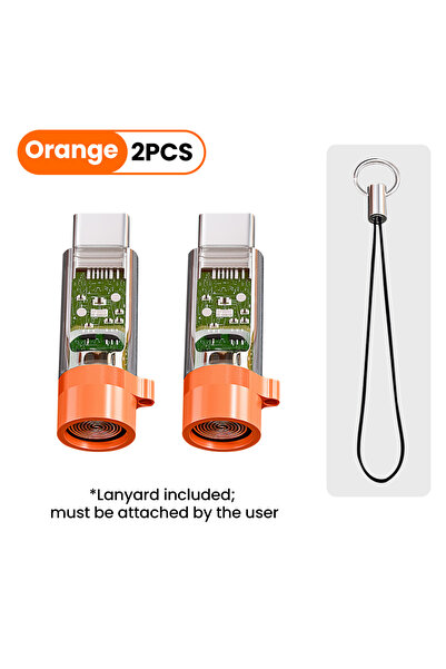 Choice1 Orange 2PCS Portable Mini Type C Mobile Phone Cigarette Lighter Adapt...