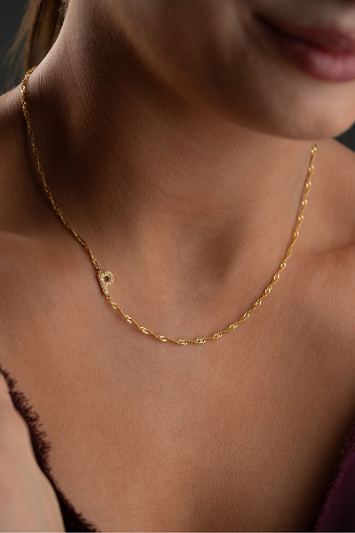 beonejewelry 925 Ayar Gümüş Kişiye Özel Taşlı Harf Kolye