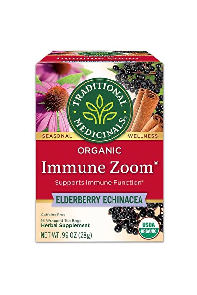 TRADITIONAL MEDICINALS Organic Immune Zoom Elderberry Echinacea 16 Tea Bags |...