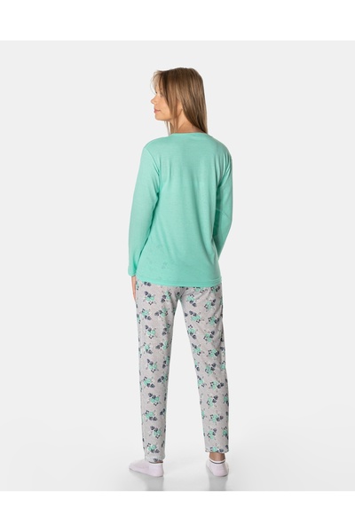 NO BRAND Pijamale de damă, set din bumbac, bluză cu mânecă lungă și pantaloni...