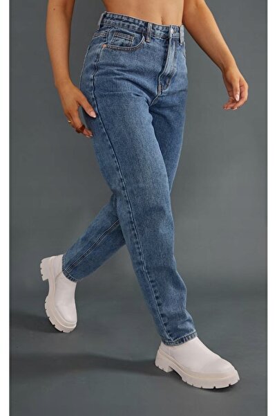 NO BRAND Blugi clasici cu talie înaltă, tip Mom Jeans, Prettylittlething 44