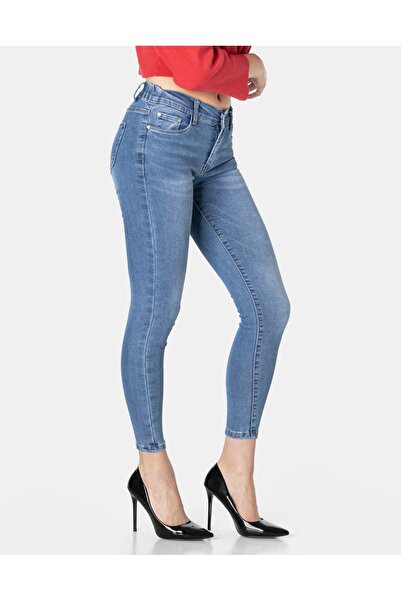 NO BRAND Blugi de damă de culoare deschisă, slim skinny, cu talie înaltă, din...
