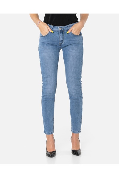NO BRAND Blugi skinny albaștri de damă, talie înaltă, 8310-2 102cm
