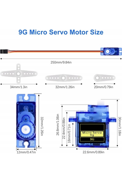 NO BRAND Servomotor micro de 9g pentru elicopter RC, avion, barcă și robot, 1...