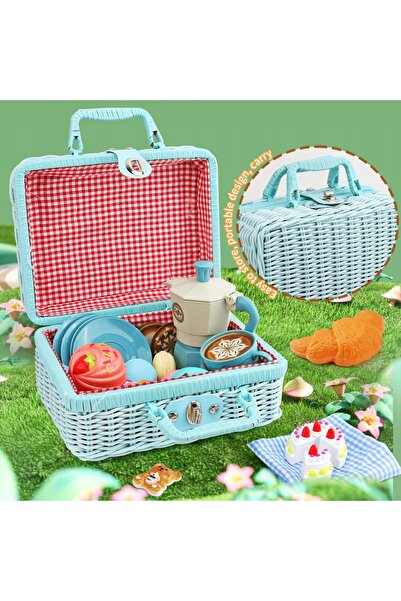 NO BRAND Set coș de picnic Coș de picnic cu echipament și jucărie