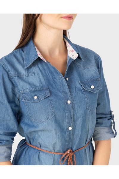 NO BRAND Rochie tunică din denim, stil smock, 218 m
