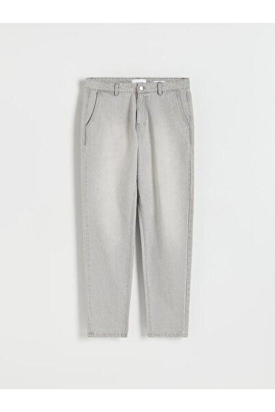 NO BRAND Pantaloni chino din denim gri, cu croială lungă, din bumbac Shadow, ...