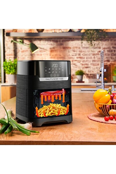 NO BRAND Friteuză cu aer cald fără ulei de 4.2L, 1550W, cu grătar, fereastră ...
