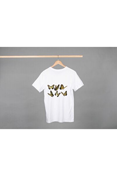Noname Tricou Unisex Bumbac Premium Casual " Real yellow butterfly " Inscriptie