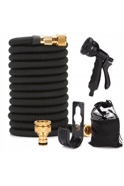 NO BRAND Furtun de grădină ranforsat, extensibil, elastic, 30m, conectori, as...