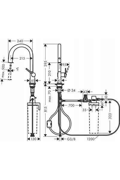 NO BRAND Aqittura M91 Sistem de filtrare 210, Robinet extractibil, 1 jet crom...