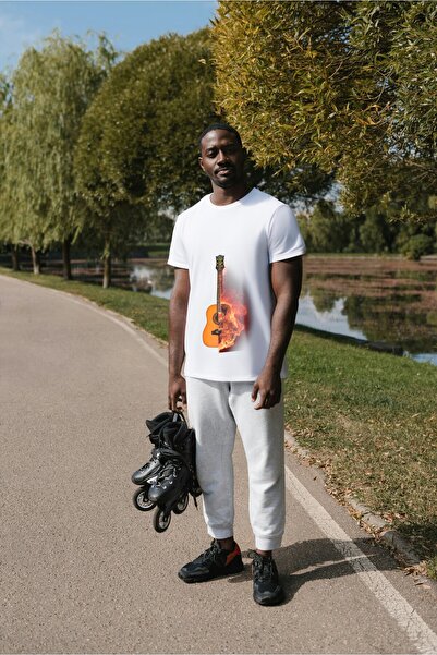 Inscriptie Tricou Unisex Bumbac Premium Casual " Guitar "