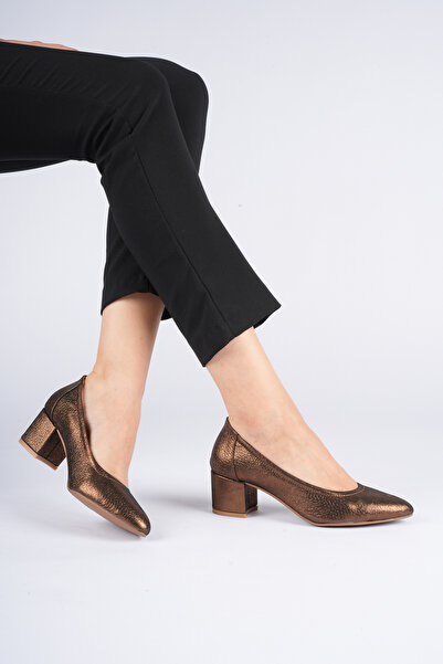 ANALİN SHOES حذاء نسائي بكعب كلاسيكي من الجلد الطبيعي - أسود