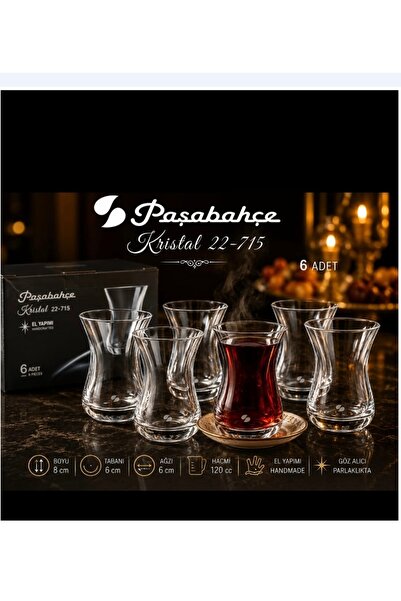 Paşabahçe Crystalline 6 Pcs Tea Cup Cold Cutting Handcrafted 22715 No.Uee 120...