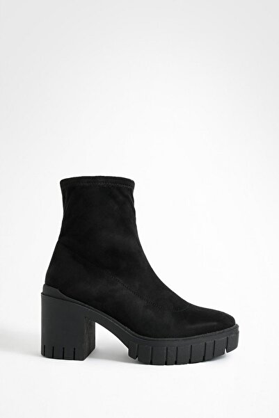 NO BRAND Cizme Negre Eco Piele Întoarsă Clasice Cu Fermoar Slip-On Toc Neted ...