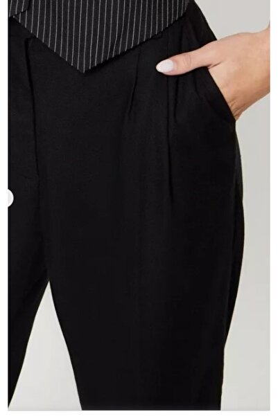 NO BRAND Pantaloni clasici negri cu picior larg, talie înaltă, netezi Dp. 40