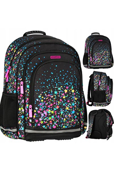 NO BRAND Rucsac școlar Starpak negru multicolor 20l cu multiple compartimente