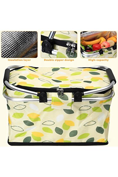 NO BRAND Coș pliabil de 30 L pentru cumpărături și picnic, cu mâner