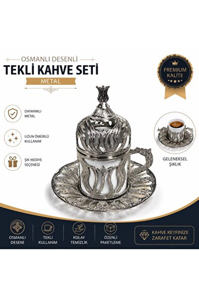 KOZMİK GİFT Osmanlı Kahve Fincanı Lale Desen Kapaklı Türk Kahvesi Fincanı Ota...