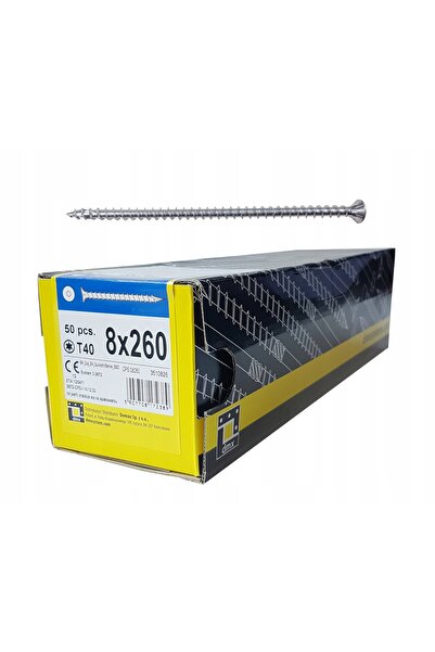 NO BRAND Șurub de tâmplărie Cps 8X260, filet complet, cap conic
