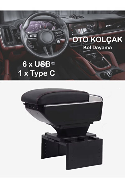 TRENDLIFEOTO Oto Kolçak Sürgülü ve Usb Şarj Girişli Universal Kol Dayama 6 US...