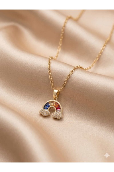 Çelik Rainbow Joy: Colorful Stone Rainbow Necklace