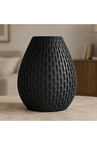 OEM Vaza decorativa Dragon Egg, negru mat, 20 cm, ideala pentru flori artific...