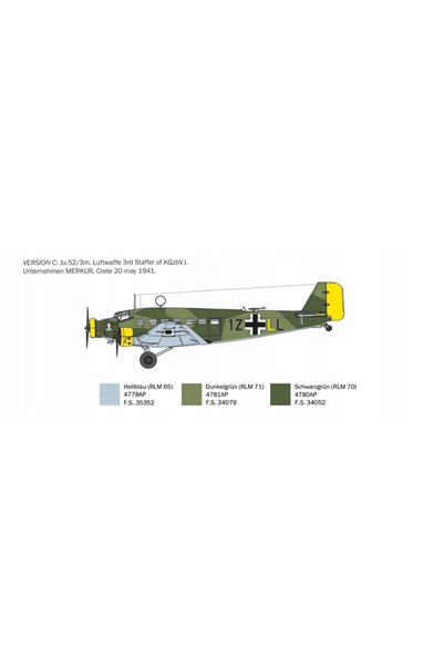 NO BRAND Italeri 0102 Junkers Ju 52/3M model de avion de transport 1/72 - Ita...