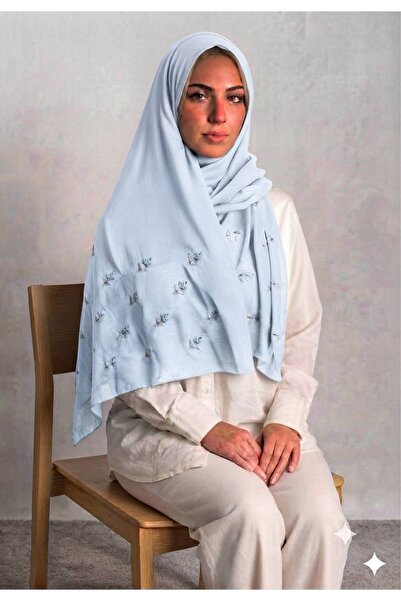 Veil Designer طرحه بو ال طبقتين بتطريز علي الطرفين قماش ياباني 190*60